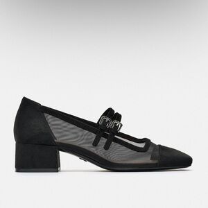 Zara Mesh Block Heel Maryjane Shoes - 10